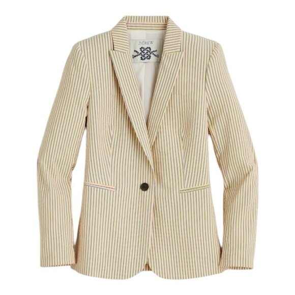 J. Crew Parke Classic Blazer In Seersucker Multicolor Stripe Size 8 - Picture 13 of 13
